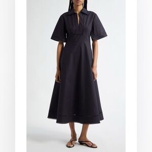 Rohe Black Ladder Embroidered Cotton Poplin Maxi Dress Size 38 / US 6 $625